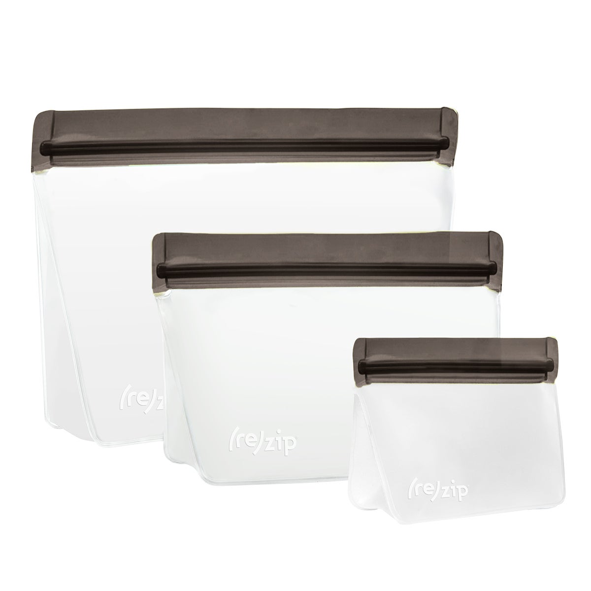Re-Zip Reusable Storage Bags Grey Set of 3